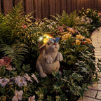 PETAFLOP Solar Garden Statues Outdoor Decor, Rabbit with Flower Basket & Butterfly Birthday for Patio Balcony Backyard Lawn Yard Decorations, Housewarming Gifts for Women, Mom, Grandma