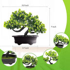 Artificial Bonsai Tree Fake Plants 3 POTS Artificial Plant Indoor Small Faux Juniper Decoration, Office Desk Shelf Bedroom Living Room Decor