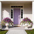 Homsunny Artificial Hanging Fake Flowers with Basket Plants for Outdoor Decoration, Faux Silk Flower UV Resistant Morning Glory for Home Porch Patio Garden Balcony Yard Look Real (Light Purple)
