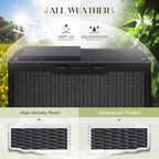 Greesum 100 Gallon Resin Deck Box Large Outdoor Storage with Cushions for Patio Furniture, Garden Tools, Pool Supplies, Weatherproof and UV Resistant, Lockable, Black