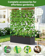 Cucumber Trellis for Climbing Plants Outdoor, A-Shape Garden Trellis for Raised Bed, Metal Plant Trellis with Garden Netting for Flower Vegetables, Pea, Grape (50 * 17 * 65inch(L*W*H)