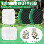 PurifyLogix 18PCS Pond Filter Kits for Pennington Inpond 5-in-1 600 Pump | 12 Polymer Wool Pads, 4 Foam Filter, 2 Media Packs(Activated Carbon, Bio-Balls), Maintenance Kits for Aquagarden 600 model
