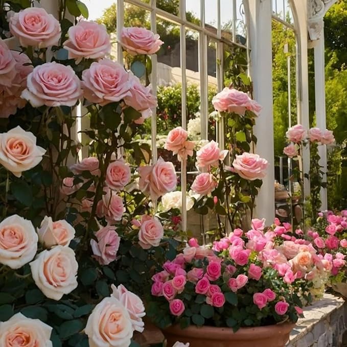 300+ Climbing Rose Seeds for Planting - Rare Mixed Climbing Rose Rosa Bush Vine Non-GMO Heirloom Seeds Climbing Flowers Outdoor Garden