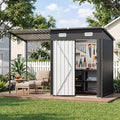 Aoxun 5x3FT Outdoor Storage Shed & Hardtop Canopy Gazebo Combo | 10x3FT Metal Lean to Shed, 2-in-1 Garden Bike Shed for Patio, Backyard, Deck, Black