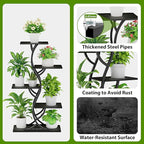 Plant Stand Indoor with Grow Lights - 44" Tall Corner Plant Stands for Indoor Plants, 5 Tiered Metal Plant Shelf, Curved Plant Flower Holder Dispaly Rack for Living Room, Home Patio Balcony (Blackboard)