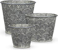 Silver Metal Rustic Flower Pots - 3 PCS Galvanized Planters Rustproof Durable Metal Buckets Plant Pots Vintage-Inspired Charm Rustic for Farmhouse Garden Herb Indoor Outdoor Decor(Dia.5.5"/6.5"/7.1")