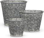 Silver Metal Rustic Flower Pots - 3 PCS Galvanized Planters Rustproof Durable Metal Buckets Plant Pots Vintage-Inspired Charm Rustic for Farmhouse Garden Herb Indoor Outdoor Decor(Dia.5.5"/6.5"/7.1")