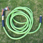HQMPC Garden Hose Garden Water Hose 50 ft Non Kinking Heavy Water Hose with Brass Hose Fittings (5/8"IDx50'(50 FEET) With 1 Pcs 10 Patterns Hose Nozzle Spray Nozzle