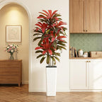 Artificial Dracaena Tree：7FT Faux Silk Tropical Yucca Floor Trees Realistic Fake Green Plant with Natural Wood Trunk & Lifelike Leaves for Home Office Decor Indoor & Outdoor (7FT,1-Pack,White)