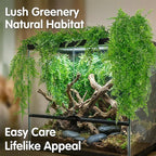 RAINFLOW 2PCS Reptile Plants for Terrarium - Fake Hanging Terrarium Plants, Artificial Boston Fern for Bearded Dragon Snake Geckos Hermit Crab Lizard Chameleon Turtle Reptile Decor(L30 xW5.1)