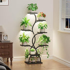 Plant Stand Indoor with Grow Light - 8 Tiered Plant Shelf Indoor, Corner Plant Stand, 49" Tall Plant Shelf with Lights for Indoor Growing, Lighted Flower Holder for Living Room, Balcony (Blackboard)