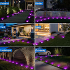 Peasur Solar Ground Lights Outdoor, 8 Pack Flat Solar Powered Disc Lights, IP68 Waterproof, Anti-Rust, Landscape Lighting for Pathway Garden Yard Lawn Walkway Landscape Driveway, Purple