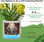 GreenShip Planter Set of 2 (9.8" & 7.8") – Cylinder Planters with Drainage Hole and Planter Saucer, Jun Porcelain Clay & Recycled Resin, Decorate Home,Office & Outdoor,White pots