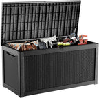 PatioZen 320 Gallon Resin Deck Box, Lockable Weatherproof Outdoor Storage Box for Furniture, Garden Tools and Tools Storage, Waterproof Outside Storage Boxes - Black