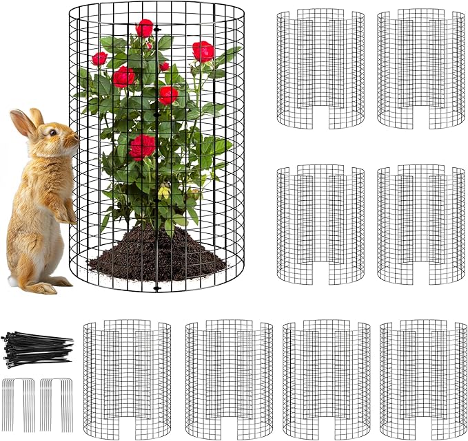 8 Pack Plant Protector from Animals, Wire Mesh Plant Cages for Garden – Sturdy Metal Plant Protectors to Keep Rabbits, Squirrels, and Animals Out – Ideal for Vegetables, Flowers, and Outdoor Plants