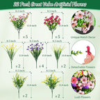 BLEUM CADE 22 Bundles Artificial Flowers for Outdoors, UV Resistant Fake Outdoor Flowers, Realistic Faux Outdoor Flowers for Decoration, Outside Fake Plants for Porch Garden Decor