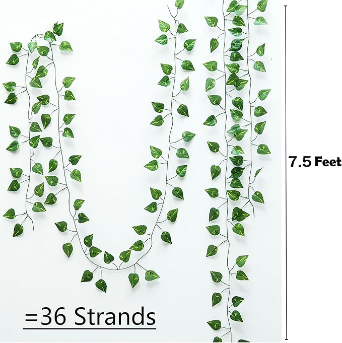 270 Feet 36 Pack Fake Greenery Hanging Garland, Artificial Ivy Leaf Plants, Vine Leaves, Flowers Foliage for Bedroom Garden Wall Decor