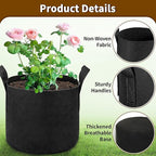 6 Pack 3 Gallon Grow Bags, Heavy Duty 300g Nonwoven Fabric Plant Pots with Reinforced Handles, Breathable Potato & Tomato Grow Bags for Vegetables, Peppers, Herbs - Black