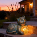 Solar Cat Statue with LED Lights, Solar Garden Decor, Waterproof Outdoor Cat Figurine for Yard, Patio, Balcony, Patio, Night Light, Gift for Cat Lovers, Mom, Women