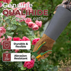 HANDLANDY Long Gardening Gloves for Men & Women, Pigskin Leather Rose Pruning Gloves, Breathable Thorn Proof Gauntlet Glove (Steel Gray, XL)