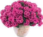 Hananona Artificial Geranium Flowers for Outdoors Geranium Silk Flowers Outdoor UV Resistant Garden Plants Faux Flowers for Home Kitchen Table Centerpieces Decor (12, Rose Red)