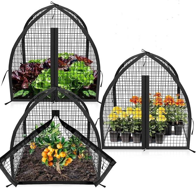 Plant Protectors | 22x22x22in Fruit Safety Support | with Stakes Zipper Plant Protection from Animals | for Flower Vegetables Chicken Bird Squirrel Rabbit Prevention Outdoor Balcony Yard Garden