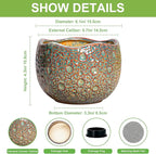Ceramic Plant Pots - 6 Inch Plant Pot with Drainage Hole and Plug, Unique Planter for Indoor Plants Outdoor, Modern Planter, Round Orchid Pot, Room Decor, House Warming Gifts, Speckled-brown