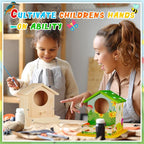 Liliful 2 Pack DIY Wooden Birdhouse Kit, Crafts for Kids and Adults, Bird House with Paint and Paintbrushes Painting Kits for Boys and Girls, Spring Birthday Classroom Gifts for Ages 4-8