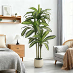 5FT Artificial Tree Dracaena Plant in Decorative Pot-Realistic Fake Plant for Indoor Outdoor Use,Home Office Living Room Decor,Real Touch Leaves,Housewarming Gift,Black Planter