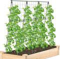 Cucumber Trellis for Raised Bed, 2 Pack 4ft Tall A-Frame, Garden Trellis for Climbing Plants Outdoor, Perfect for Vines, Beans - Green with Netting