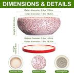 Succulent Pots - 8 Inch Bonsai Pots for Indoor Outdoor, Shallow Ceramic Planter with Drainage Hole and Saucer, Round Flower Succulent Planters, Room Decor, Gifts for Plant Lovers, Red