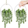 Der Rose 2 Packs Fake Hanging Plants Succulents with Strings Artificial Plants Indoor Outdoor for Boho Wall Decor
