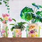 GUGUGO 8 Inch Pastel Mushrooms Planters, Cute Unique Rainbow Planter with Drainage, Colorful Vintage Retro Flower Plant pots for Indoor & Outdoor Plants, Eclectic Funny Room Decor Aesthetic (A,8 Inch)