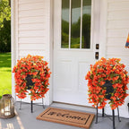 HyeFlora Bougainvillea Artificial Hanging Flowers Plants for Outdoors Decoration, 2pcs Faux Bougainvillea Vines Orange Fake Flowers Realistic UV Resistant Silk Flowers for Outside Planter Yard Porch