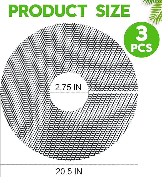3 Pack Plant Pot Grids - 20.5 Inch Cuttable Soil Cover Protector from Cats, Animals Digging Stopper, Indoor Plant Pot Soil Guard for Outdoor Garden Balcony
