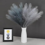 SeptCat 60 Pcs Pampas Grass Light Grey and Dark Grey Decor 21.7" Fluffy Faux Short Pampas Grass Artificial Small Pompas Grass Flower Vase Filler for Home Wedding Decoration