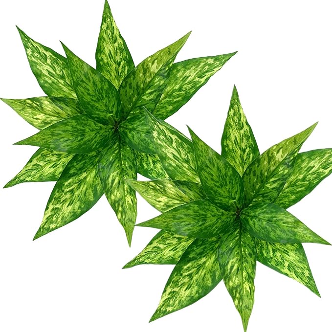 CATTREE Artificial Plants Outdoor, Fake Plant Décor Shrubs Faux Grass Plastic Leaves Greenery Bushes Home Garden Wedding Party Decorations Indoor Office Yard Verandah Planter Filler - Yellow 2 Pack