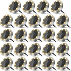 Peasur Solar Ground Lights Outdoor, 24 Pack Flat Solar Powered Disc Lights, IP68 Waterproof, Anti-Rust, Landscape Lighting for Pathway Garden Yard Lawn Walkway Landscape Driveway, Warm White