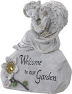 Northlight 10" Religious Peaceful Angel "Welcome To Our Garden" Solar Powered Outdoor Patio Statue