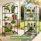 Mini Greenhouse for Indoor Outdoor, Small Plants Green House with 4 Tier Shelves, Portable Plastic Greenhouses with Transparent PVC Cover for Garden Backyard Patio Balcony Porch