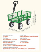VEVOR 900 LBS Steel Garden Cart, 2 in 1 Handle, Heavy Duty Pullable Garden Wagon with 10" Flat-Free Tires, Outdoor Utility Yard Wagon Cart with Detachable Side Panels, Attach to ATV or Tractor