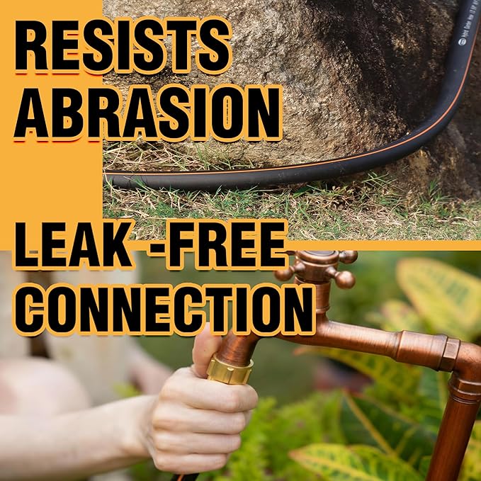 5/8 in. × 75 ft. High Flow Heavy Duty Garden Hose Flexible Hybrid Rubber Water Hose, No Memory Durable Premium Water Hose for Watering, Irrigation, Water Transfer Pump