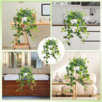 Waipfaru Fake Plants Artificial Plants Indoor, 2Pcs 34" Realistic Artificial Hanging Fake Pothos Vines Ivy Potted, Faux Pothos for Living Room Office Bedroom Bathroom Kitchen Shelves Indoor Home Decor