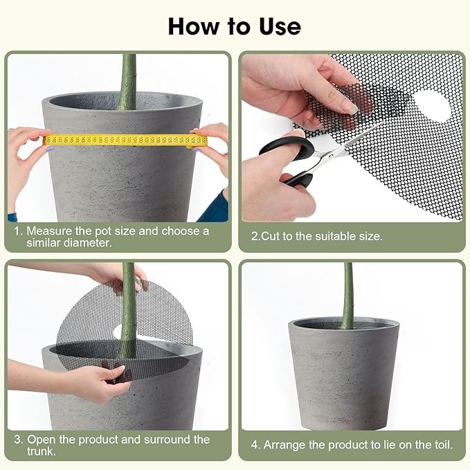 EEEKit 6 PCS Plant Pot Grids, 11.8 Inch, 15.7 Inch Indoor Potted Plant Protectors, Cuttable Plant Pot Soil Covers for Indoor and Outdoor Plants