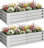Outsunny Galvanized Raised Garden Bed, 4' x 2' x 1' Metal Planter Box, for Growing Vegetables, Flowers, Herbs, Succulents, Silver
