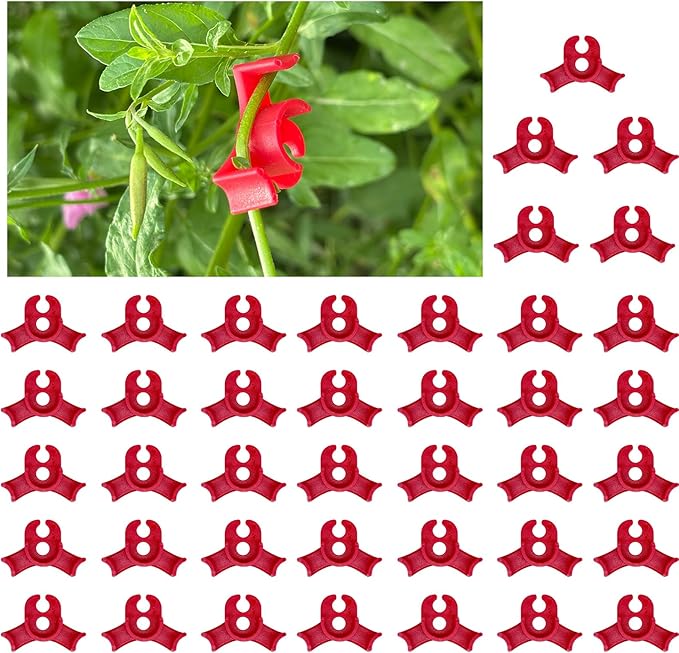 40 pcs Plastic Plant Training Clips, 90 Degrees Plant Stem Bender Low Stress Training Adjustable Circle Style Bud Bender for Climbing Plants and Gardening (Red)