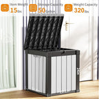 PatioZen 50 Gallon Resin Deck Box, Lockable Patio Outdoor Storage Box for Furniture, Garden Tools and Tools Storage, Waterproof Outside Storage Boxes - Black&White