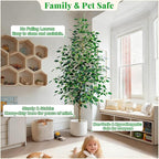 Bailikang 7FT Artificial Ficus Trees Indoor Faux Trees Indoor Fake Floor Plants Tall Artificial Tree with White Pot Faux Tree Fake Indoor Tree Silk Plants Artificial Trees for Home Decor Indoor