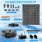 Antfraer 7W Solar Fountain Pump with 3600mAh Battery Backup & Pond Filter, Solar Water Fountain Pump with 8 Nozzles & PVC Tubing, Solar Fountain for Bird Bath, Small Ponds, Waterfall, Hydroponics