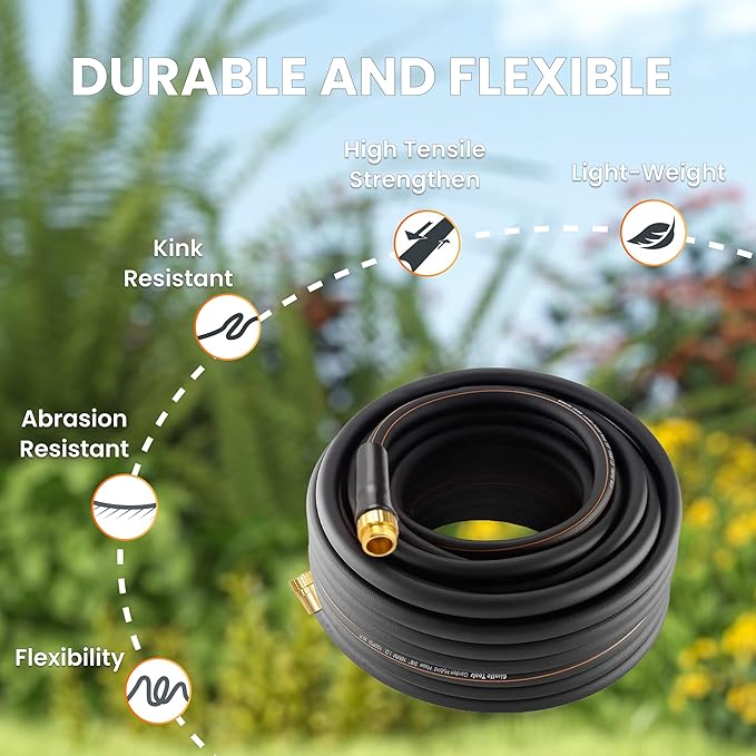 Giraffe Tools Garden Hose 50ft x 5/8", Water Hose Heavy Duty, Flexible, Lightweight Hybrid Hose with Swivel Handle, Male to Female Fittings